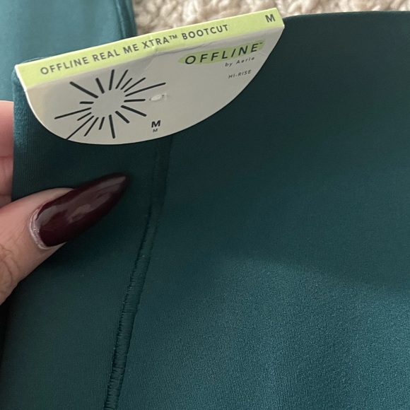 bnwt aerie offline real me xtra bootcut dark green yoga leggings with pockets - Picture 4 of 7